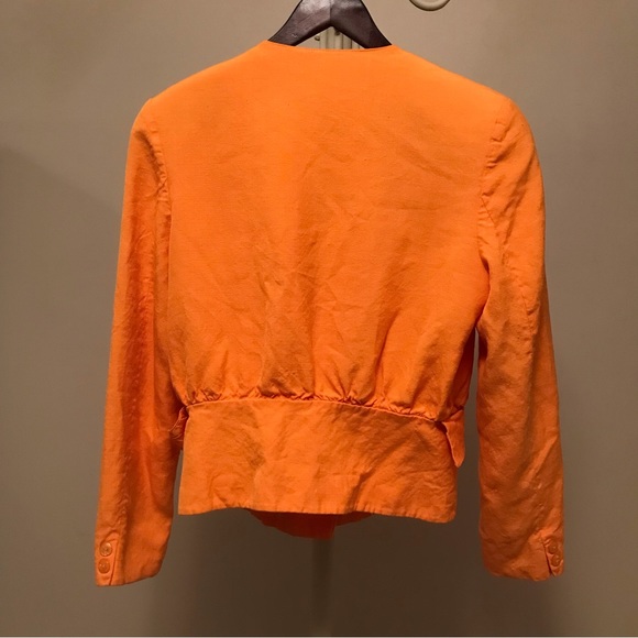 Mr. Jax size 8 cropped linen jacket in orange. - Picture 2 of 3